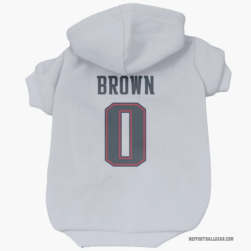 A.J. Brown  White New England Patriots  Cat & Dog Pet Hoodie