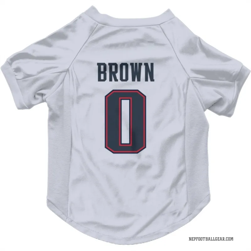 A.J. Brown  White New England Patriots  Cat & Dog Pet Jersey