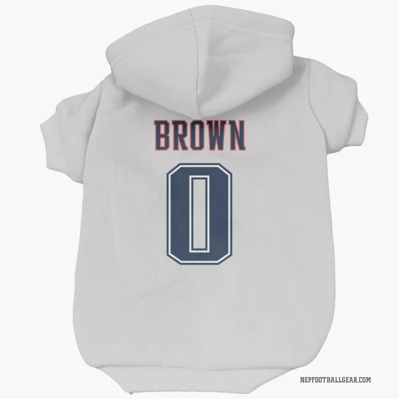 A.J. Brown  White New England Patriots  Fade Cat & Dog Pet Hoodie