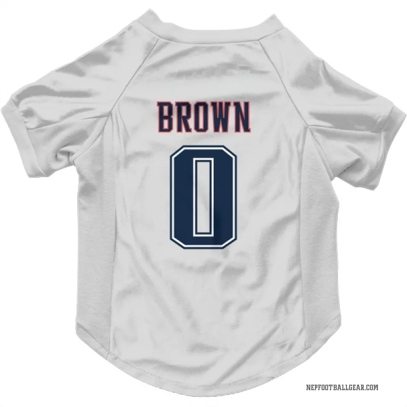 A.J. Brown  White New England Patriots  Fade Cat & Dog Pet Jersey
