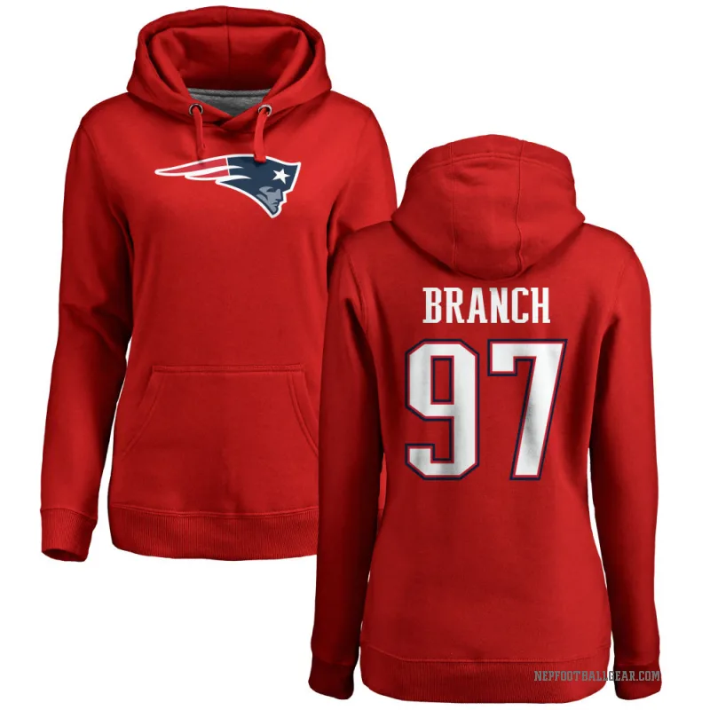 Alan Branch Women's Red New England Patriots Pro Line Logo Pullover Hoodie