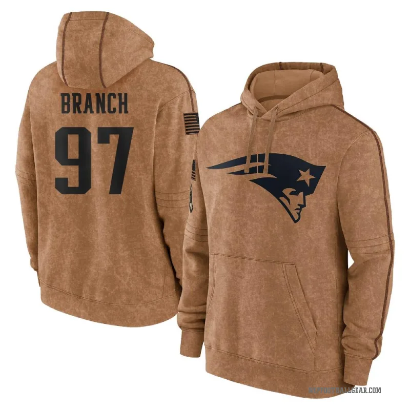Alan Branch Youth Brown New England Patriots 2023 Salute To Service Club Pullover Hoodie