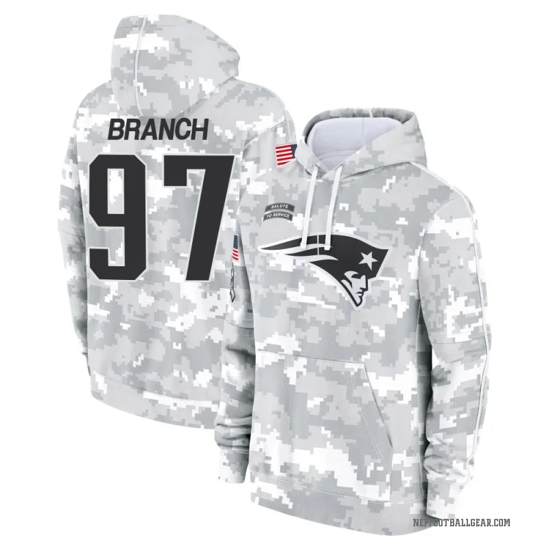 Alan Branch Youth Camo New England Patriots Arctic 2024 Salute to Service Club Fleece Pullover Hoodie