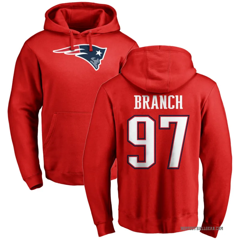 Alan Branch Youth Red New England Patriots Pro Line Logo Pullover Hoodie