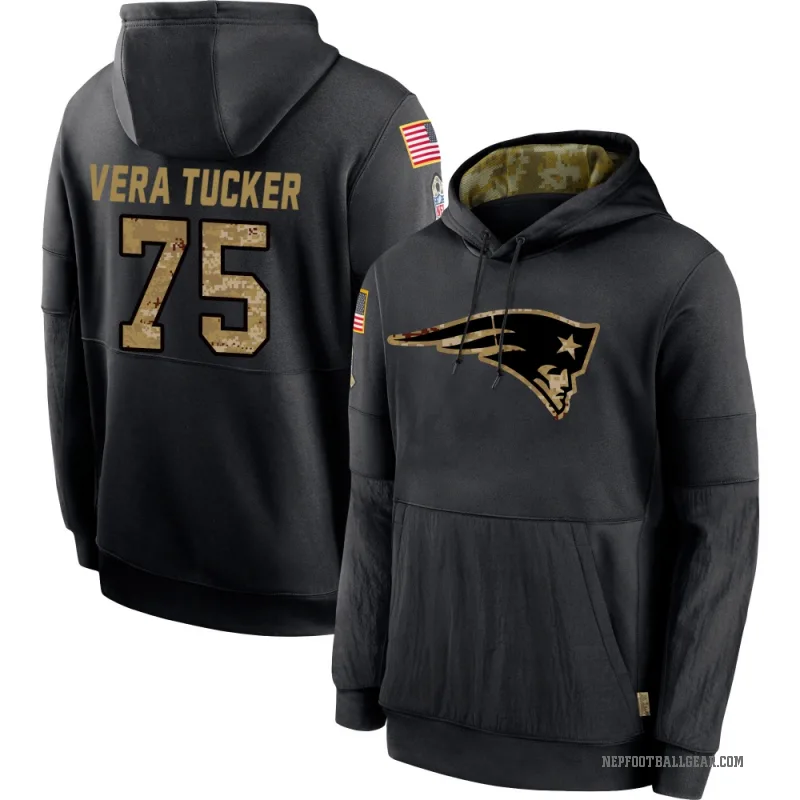 Alijah Vera-Tucker Men's Black New England Patriots 2020 Salute to Service Sideline Performance Pullover Hoodie
