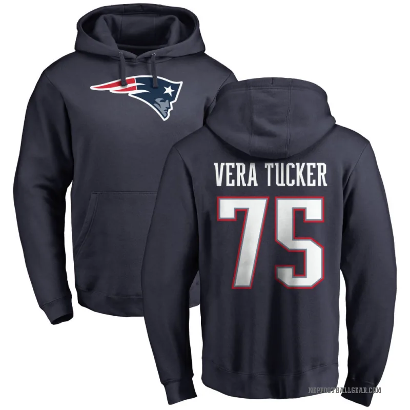 Alijah Vera-Tucker Men's Navy New England Patriots Pro Line Logo Pullover Hoodie