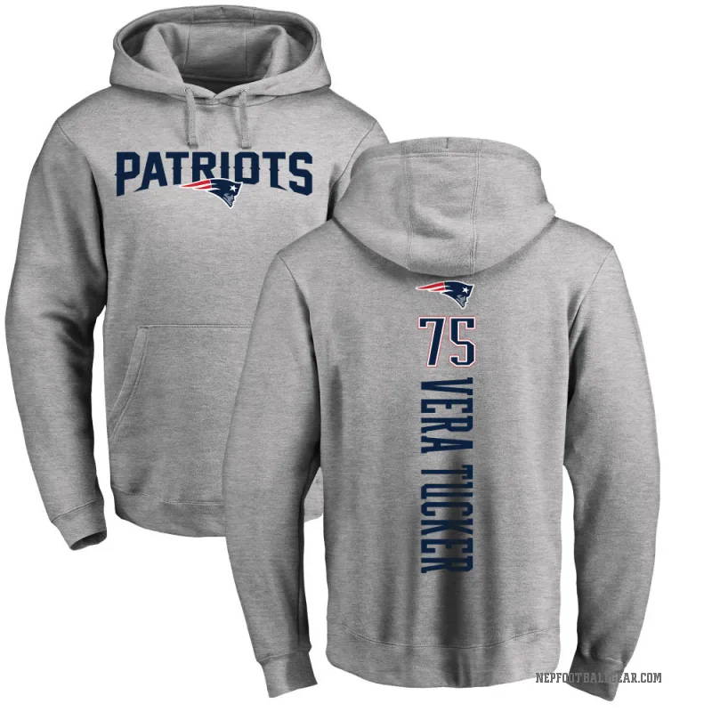 Alijah Vera-Tucker Men's New England Patriots Pro Line Ash Backer Pullover Hoodie