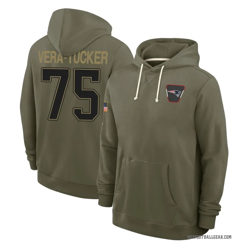 Alijah Vera-Tucker Men's Olive New England Patriots 2025 Salute to Service Hoodie