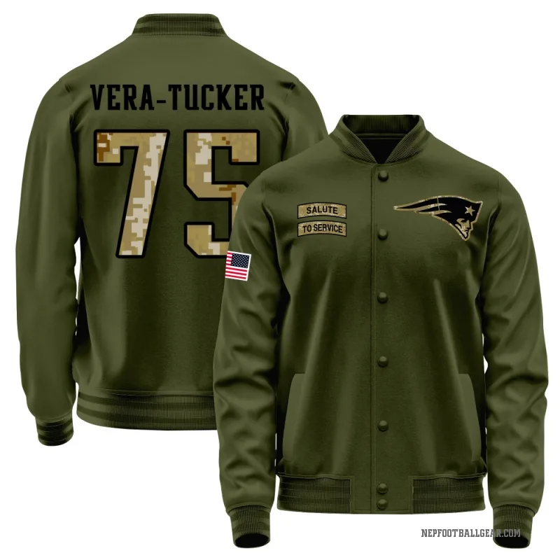 Alijah Vera-Tucker Men's Olive New England Patriots Salute to Service Sideline Performance Jacket