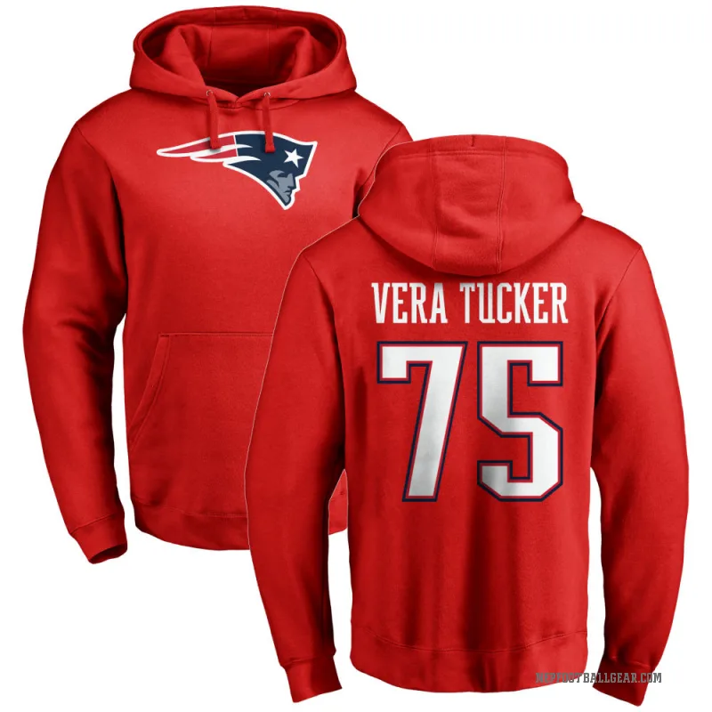 Alijah Vera-Tucker Men's Red New England Patriots Pro Line Logo Pullover Hoodie