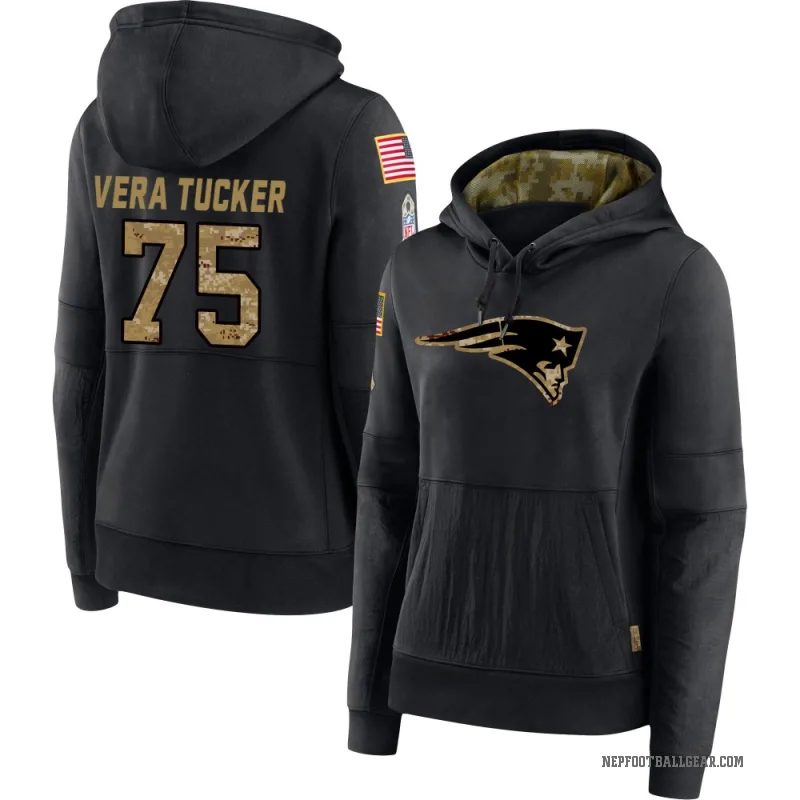 Alijah Vera-Tucker Women's Black New England Patriots 2020 Salute to Service Sideline Performance Pullover Hoodie