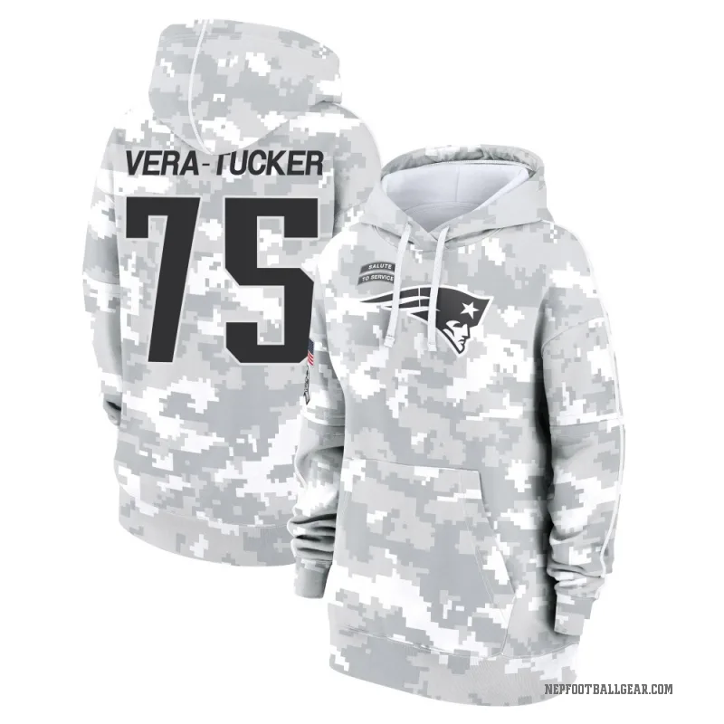 Alijah Vera-Tucker Women's Camo New England Patriots Arctic 2024 Salute to Service Club Fleece Pullover Hoodie