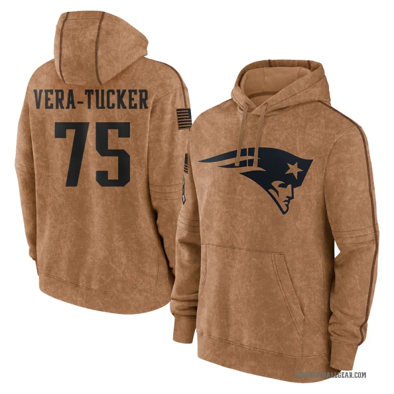 Alijah Vera-Tucker Youth Brown New England Patriots 2023 Salute To Service Club Pullover Hoodie