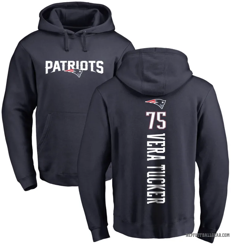 Alijah Vera-Tucker Youth Navy New England Patriots Pro Line Backer Pullover Hoodie