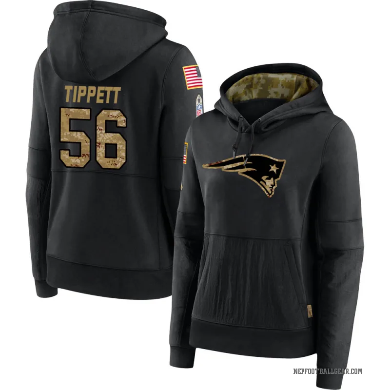 Andre Tippett Women's Black New England Patriots 2020 Salute to Service Sideline Performance Pullover Hoodie