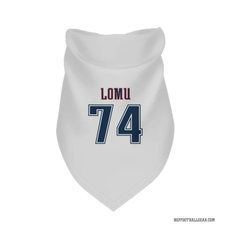 Caleb Lomu  White New England Patriots  Fade Cat & Dog Pet Bandana