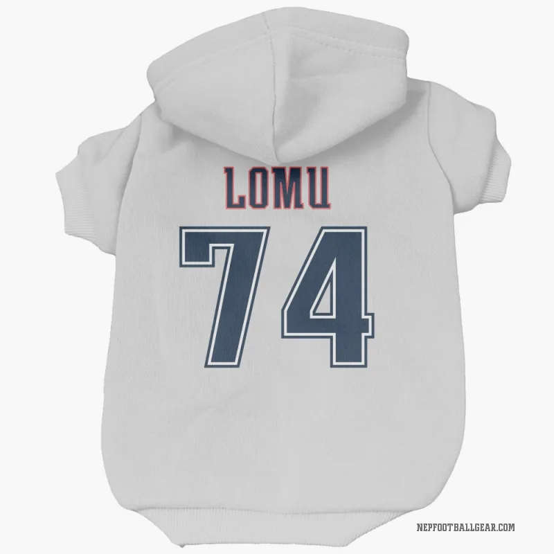 Caleb Lomu  White New England Patriots  Fade Cat & Dog Pet Hoodie
