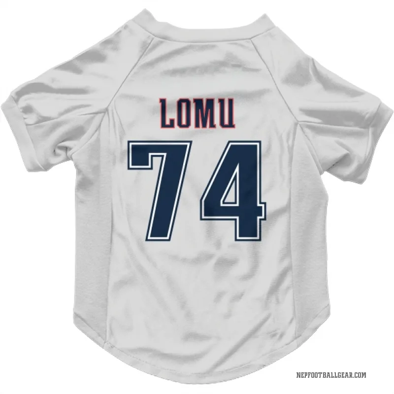 Caleb Lomu  White New England Patriots  Fade Cat & Dog Pet Jersey