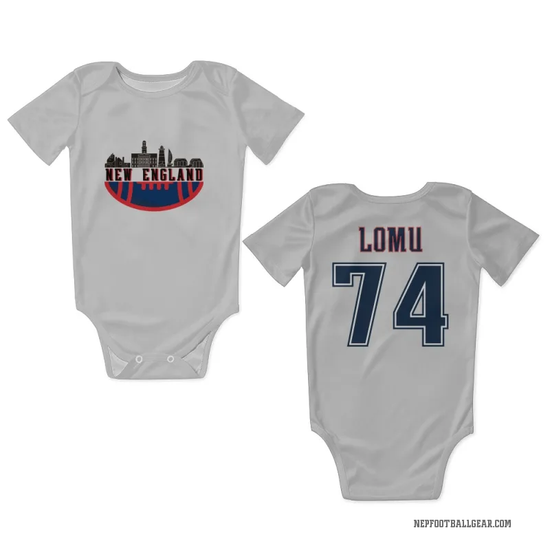 Caleb Lomu  White New England Patriots  Fade Newborn & Infant Bodysuit