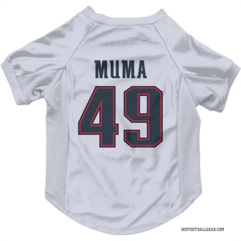 Chad Muma  White New England Patriots  Cat & Dog Pet Jersey