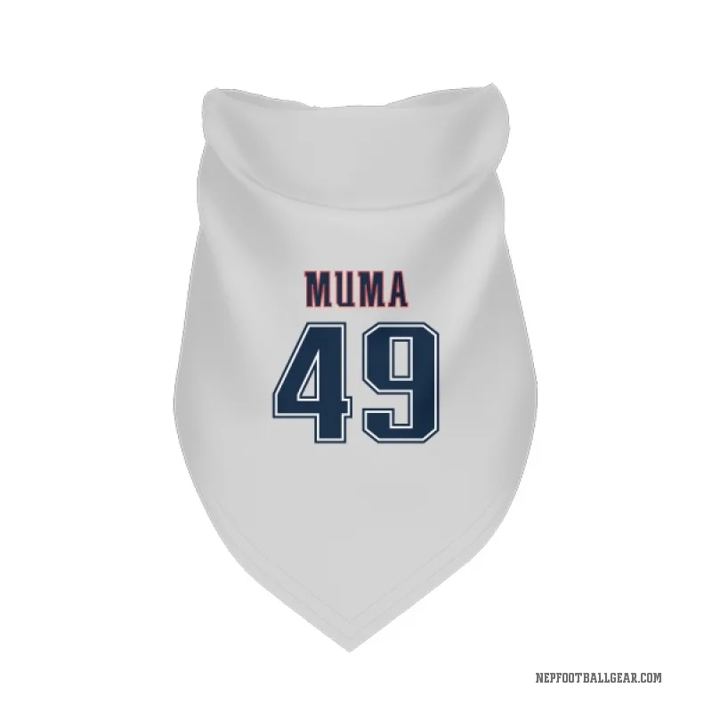 Chad Muma  White New England Patriots  Fade Cat & Dog Pet Bandana