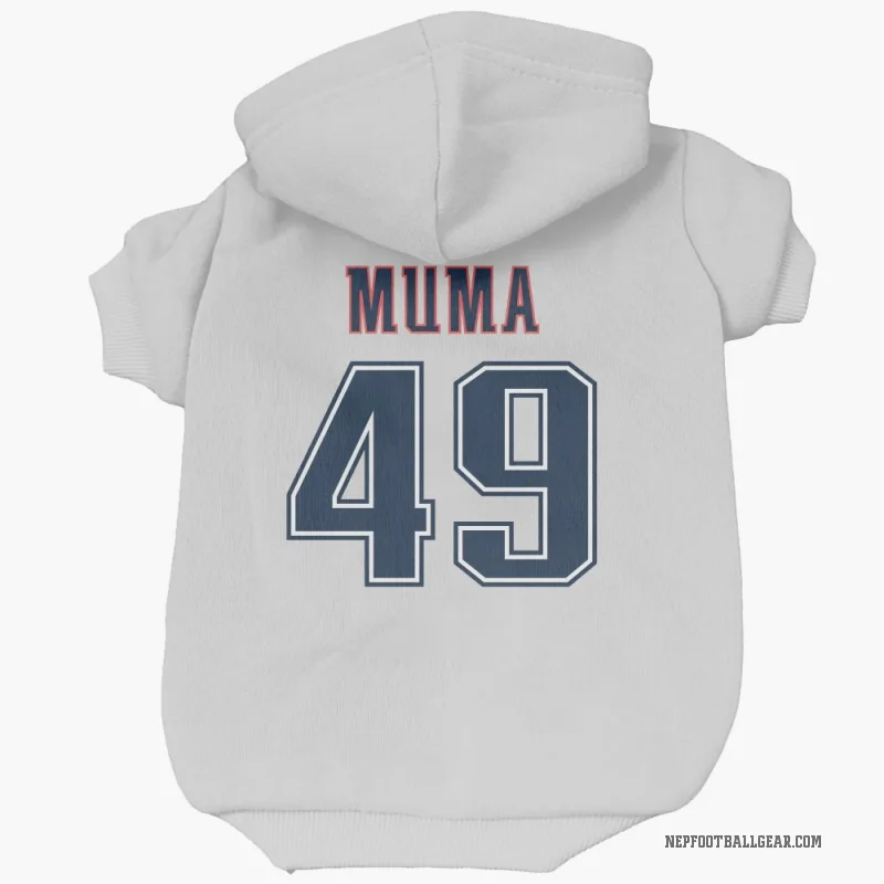 Chad Muma  White New England Patriots  Fade Cat & Dog Pet Hoodie