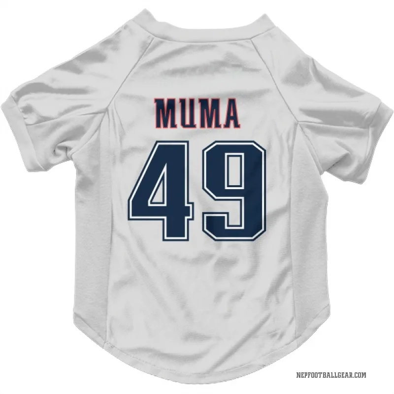 Chad Muma  White New England Patriots  Fade Cat & Dog Pet Jersey