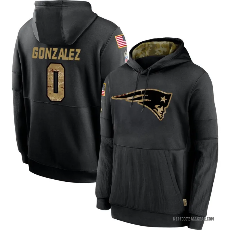 Christian Gonzalez Men's Black New England Patriots 2020 Salute to Service Sideline Performance Pullover Hoodie