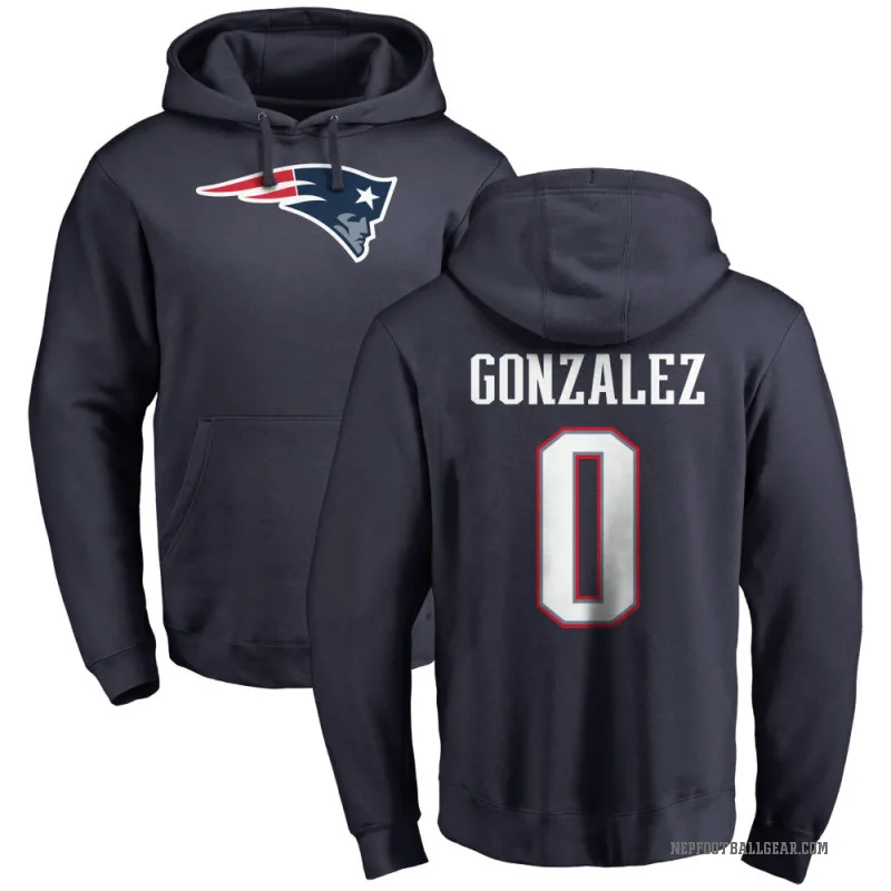 Christian Gonzalez Men's Navy New England Patriots Pro Line Logo Pullover Hoodie