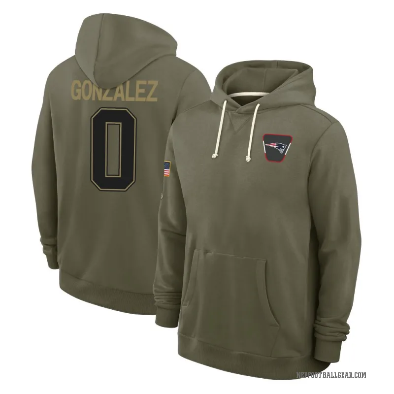 Christian Gonzalez Men's Olive New England Patriots 2025 Salute to Service Hoodie