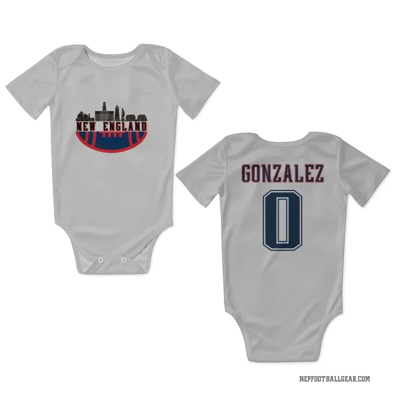 Christian Gonzalez  White New England Patriots  Fade Newborn & Infant Bodysuit