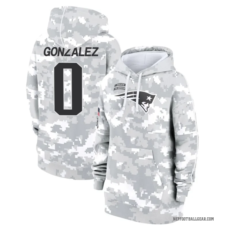 Christian Gonzalez Women's Camo New England Patriots Arctic 2024 Salute to Service Club Fleece Pullover Hoodie