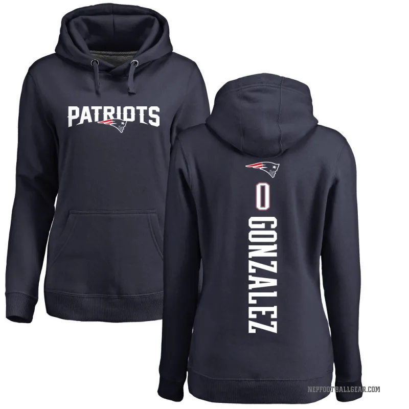 Christian Gonzalez Women's Navy New England Patriots Pro Line Backer Pullover Hoodie