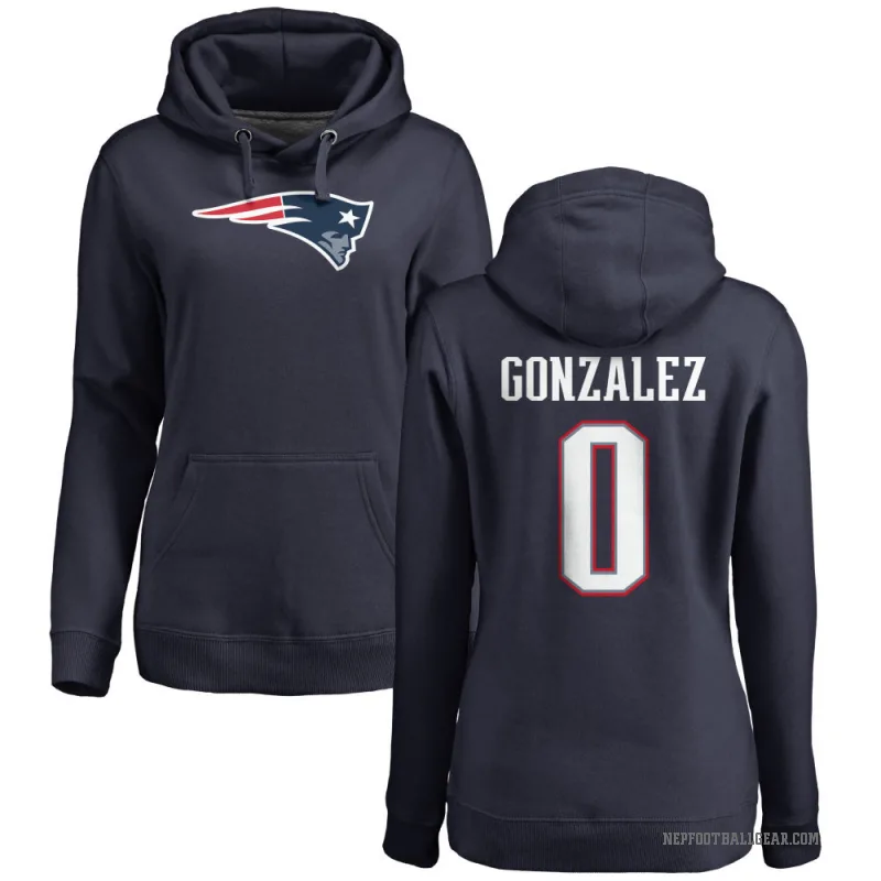 Christian Gonzalez Women's Navy New England Patriots Pro Line Logo Pullover Hoodie