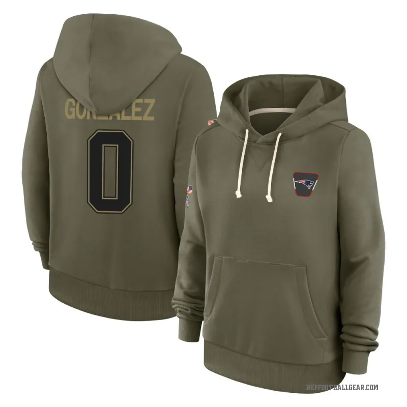 Christian Gonzalez Women's Olive New England Patriots 2025 Salute to Service Hoodie