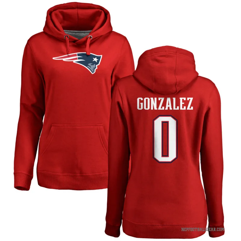 Christian Gonzalez Women's Red New England Patriots Pro Line Logo Pullover Hoodie