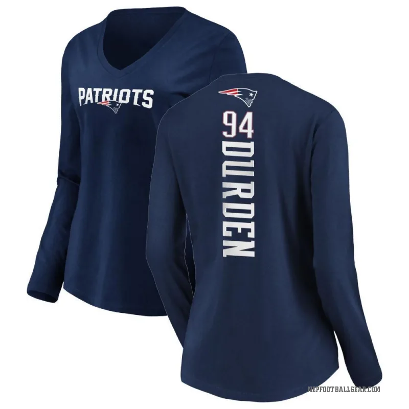 Cory Durden Women's Navy New England Patriots Backer Slim Fit Long Sleeve T-Shirt -