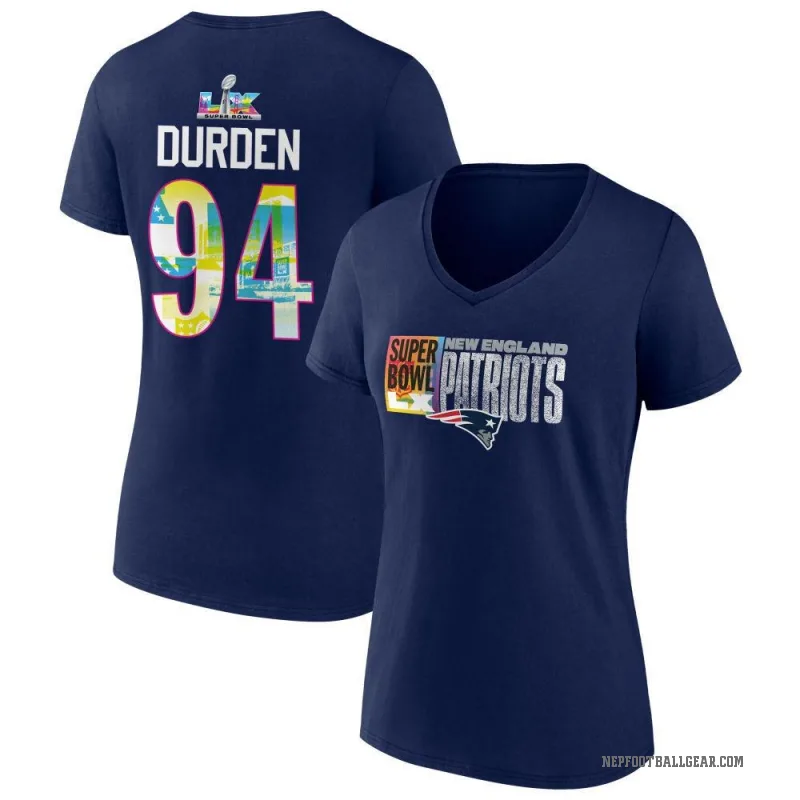 Cory Durden Women's Navy New England Patriots Super Bowl LX V-Neck T-Shirt