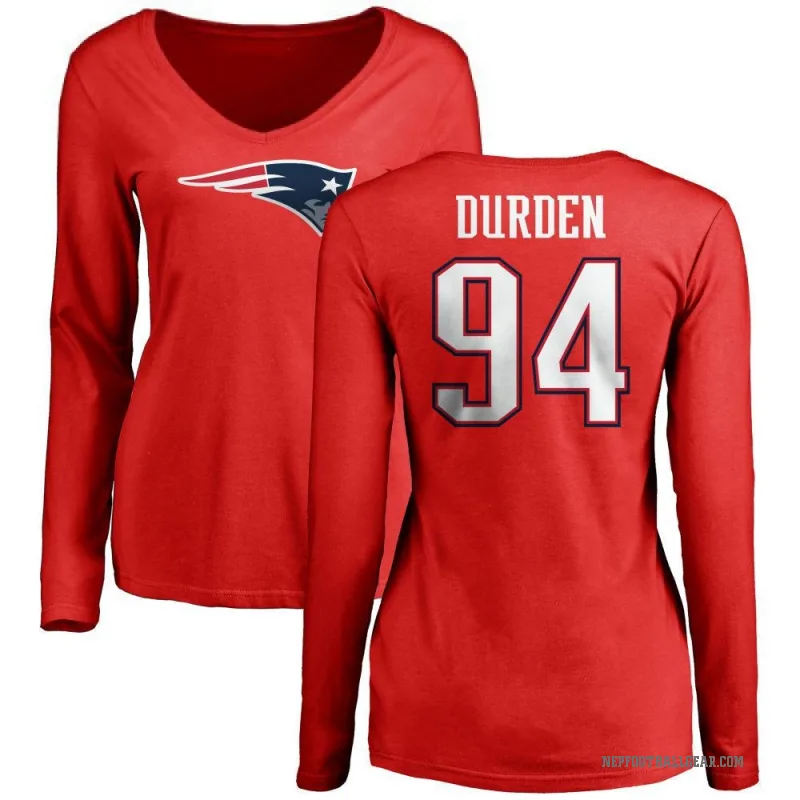 Cory Durden Women's Red New England Patriots Logo Slim Fit Long Sleeve T-Shirt -