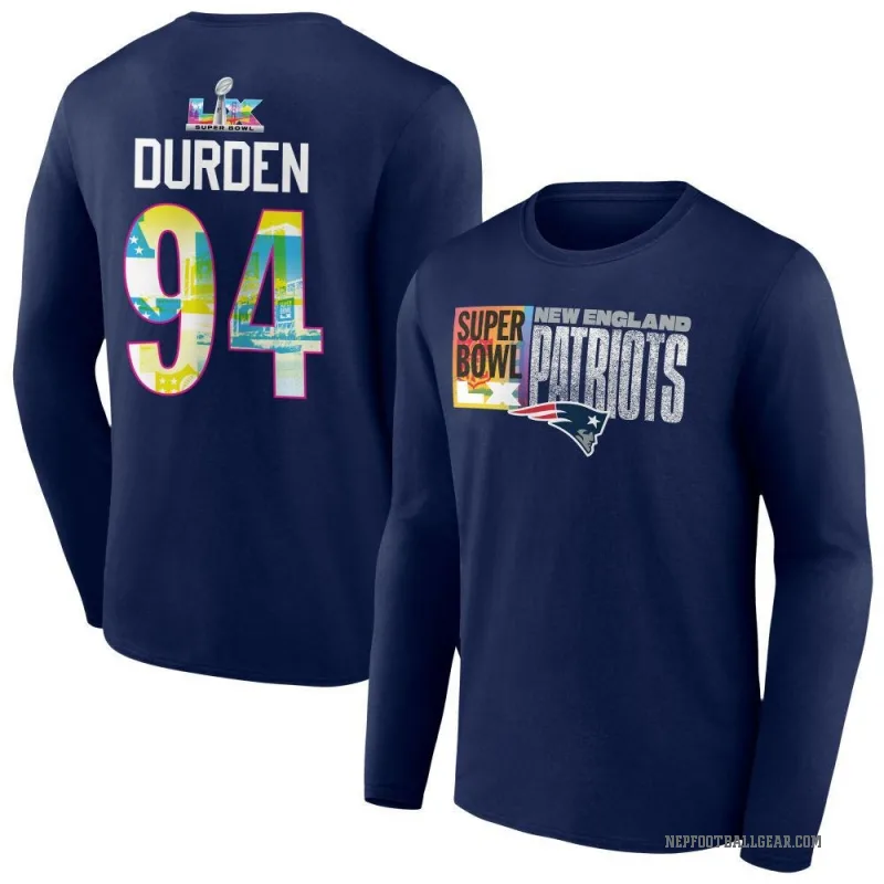 Cory Durden Youth Navy New England Patriots Super Bowl LX Long Sleeve T-Shirt