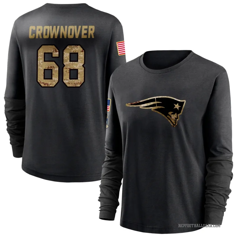 Dametrious Crownover Women's Black New England Patriots 2020 Salute To Service Sideline Performance Long Sleeve T-Shirt