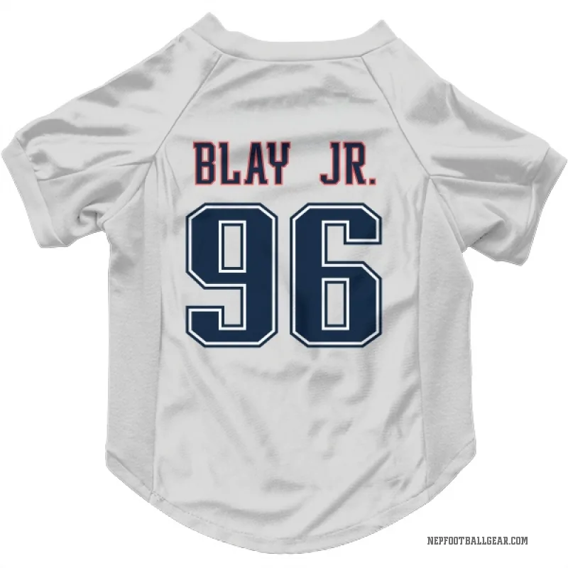 David Blay Jr.  White New England Patriots  Fade Cat & Dog Pet Jersey