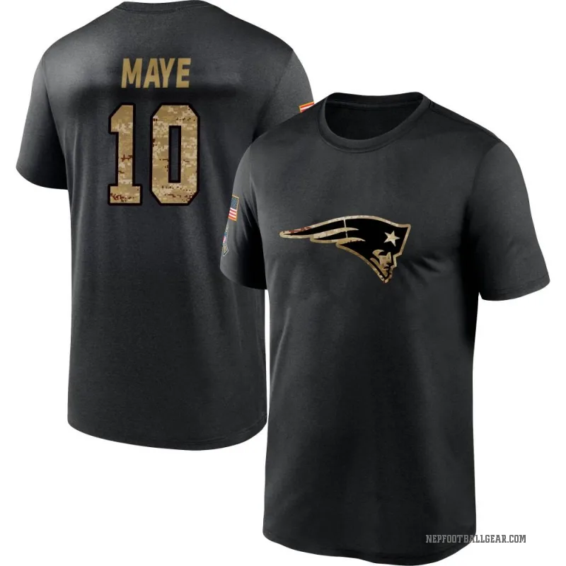 Drake Maye Men's Black New England Patriots 2020 Salute To Service Performance T-Shirt