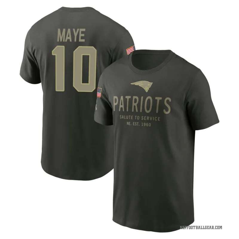 Drake Maye Men's Green New England Patriots Forest/ 2025 Salute to Service Sideline Primary Edge T-Shirt