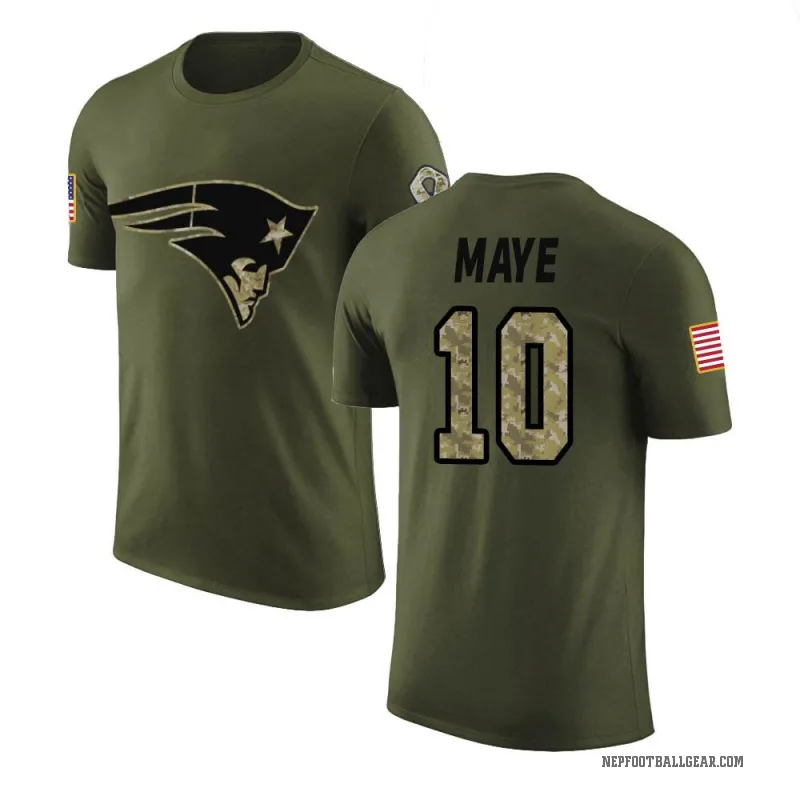 Drake Maye Men's Olive New England Patriots Salute to Service T-Shirt