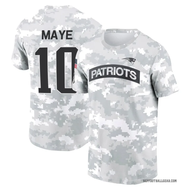 Drake Maye Youth Camo New England Patriots Arctic 2024 Salute to Service Performance T-Shirt