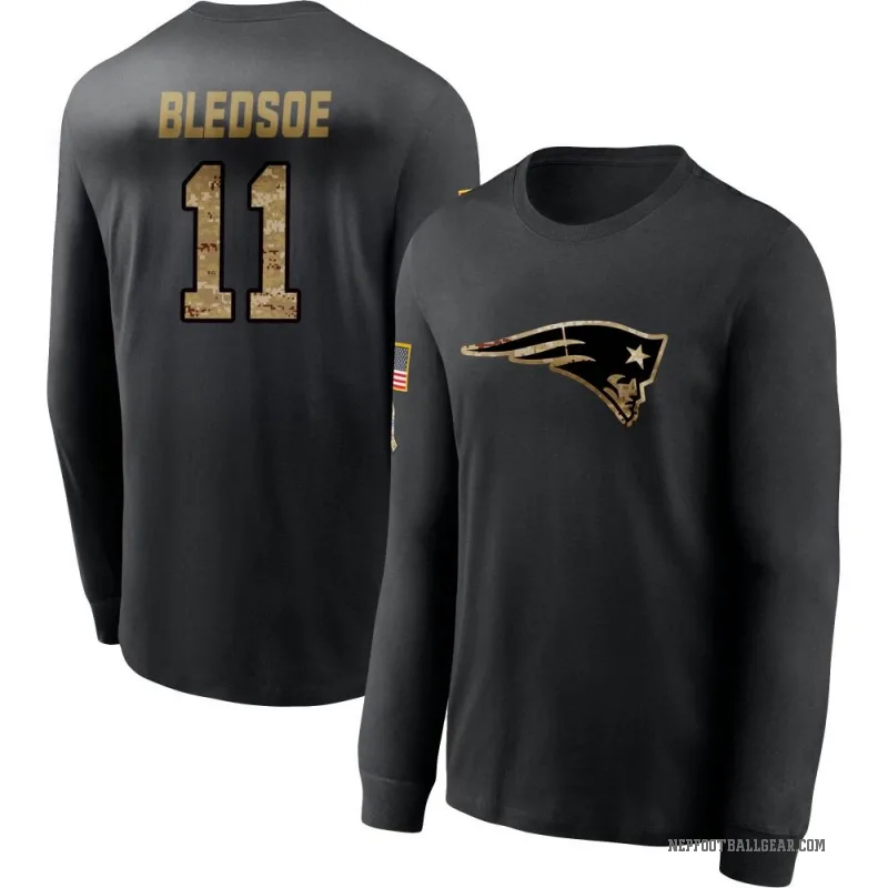 Drew Bledsoe Men's Black New England Patriots 2020 Salute To Service Sideline Performance Long Sleeve T-Shirt