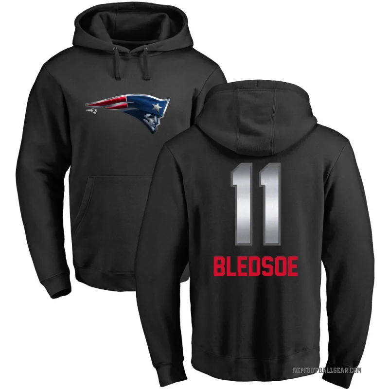 Drew Bledsoe Men's Black New England Patriots Midnight Mascot Pullover Hoodie
