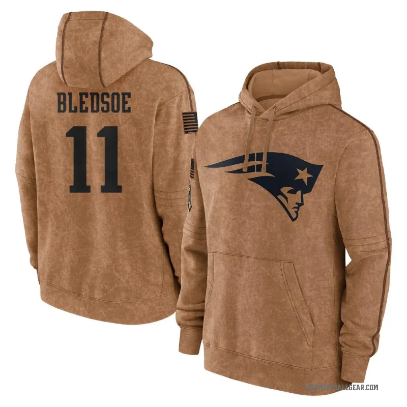 Drew Bledsoe Men's Brown New England Patriots 2023 Salute To Service Club Pullover Hoodie