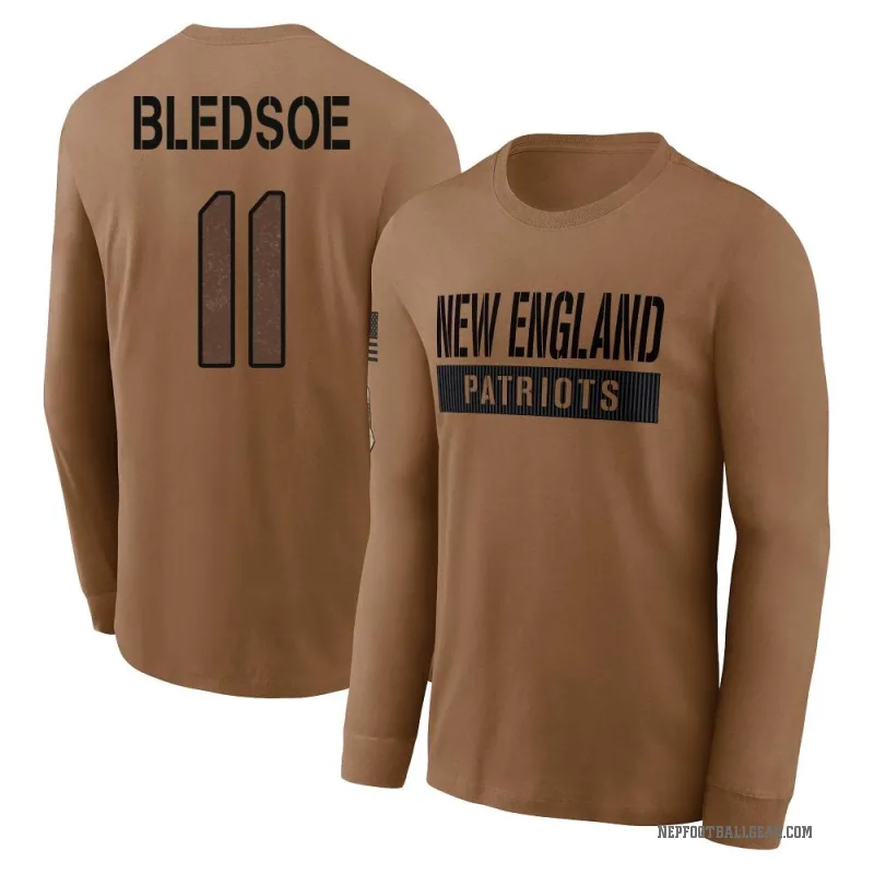 Drew Bledsoe Men's Brown New England Patriots 2023 Salute To Service Long Sleeve T-Shirt